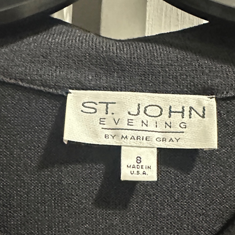 St. John Black Ruffle-Front Long Sleeve Top - Picture 2 of 5